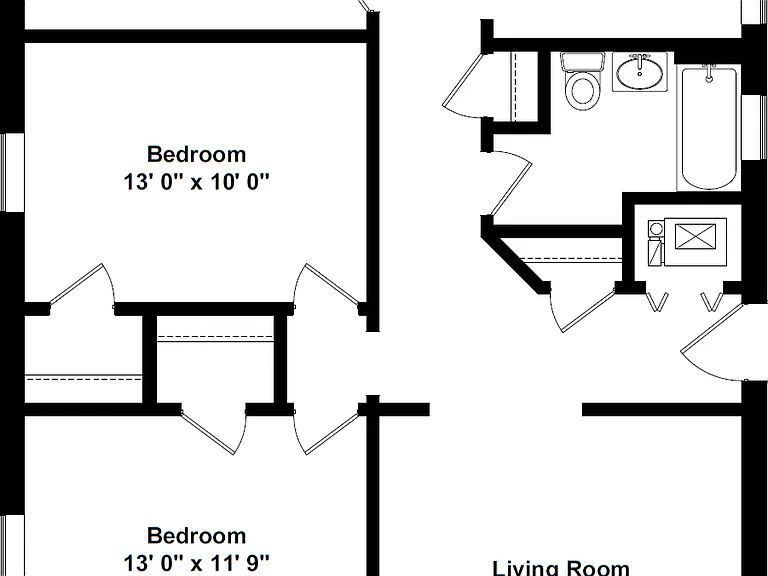 Represents the 1,300 SQFT apartment in the 3402 building