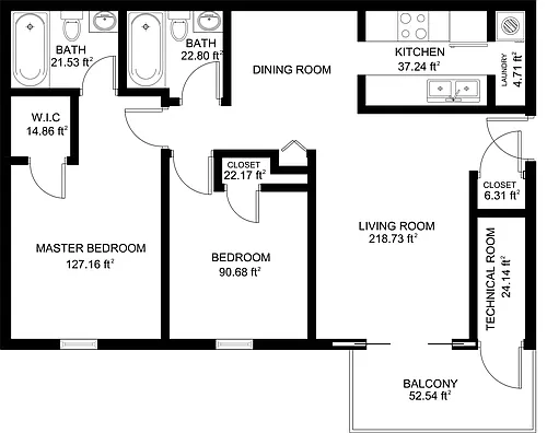 Floor plan 2 bed 2 bath