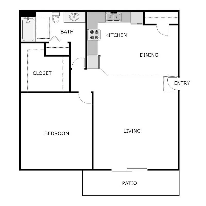 Floor plan 1 Bed 1 Bath