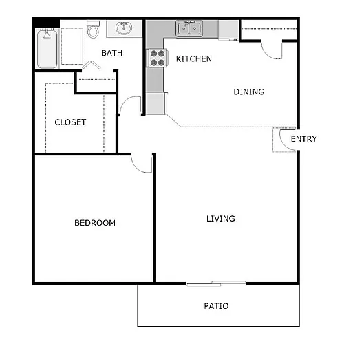 Floor plan 1 Bed 1 Bath