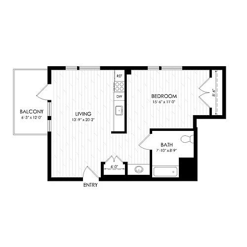 Floor plan Studio - Large 585 sqft