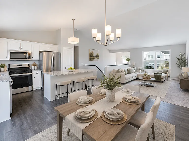 Virtually staged Kitchen LR/DR