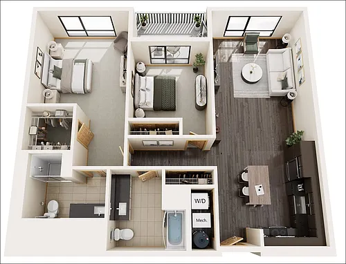 Floor plan 2 Bed / 2 Bath 1282 sq ft Sycamore