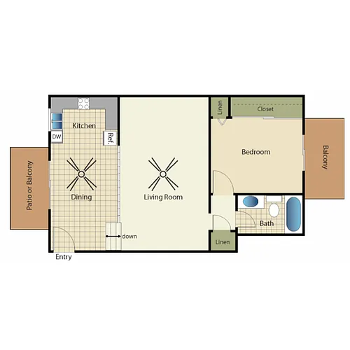 Floor plan 1 Bedroom 1 Bath