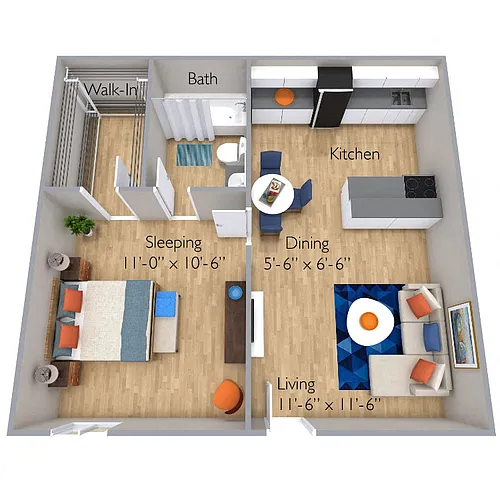Floor plan One Bedroom A
