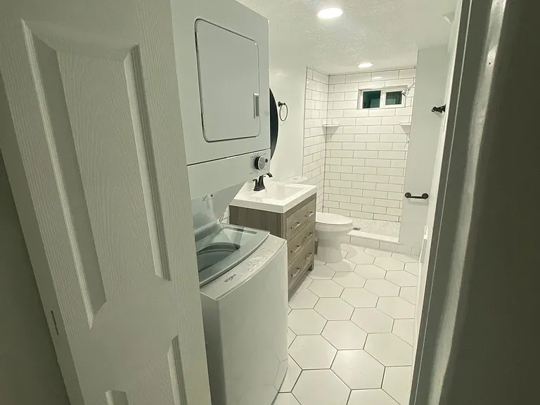 W/D located inside bathroom