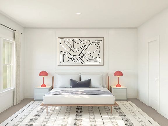 Primary suite with decorative feature wall