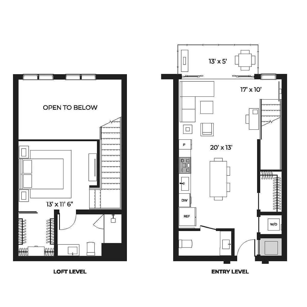 Floor plan Bi-Level Loft 950