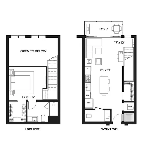 Floor plan Bi-Level Loft 950