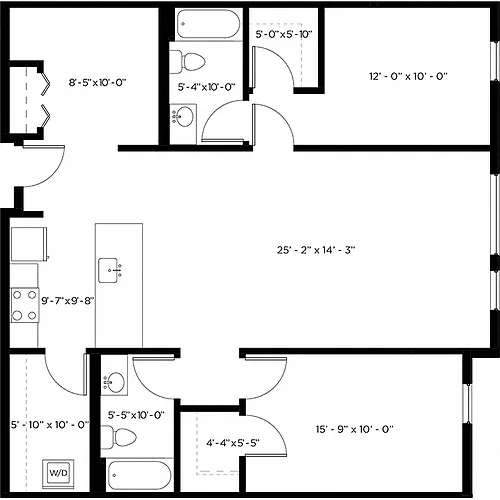 Floor plan 2 Bed 2 Bath Den