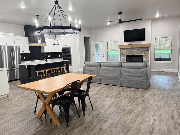 Dining area, kitchen, living room