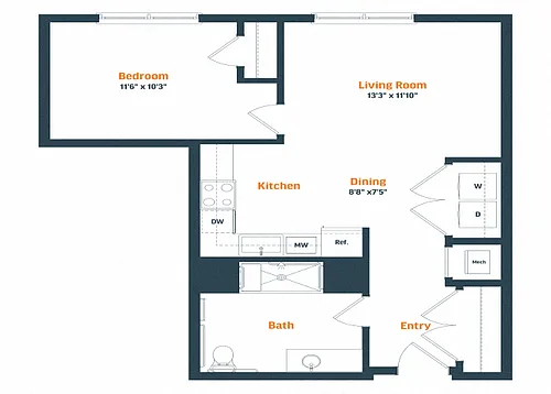 Floor plan A11 HP | 1 Bed | 1 Bath