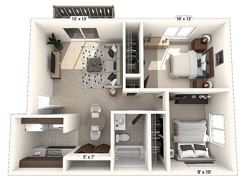 Floor plan The Chateau 2 BR 1 BA