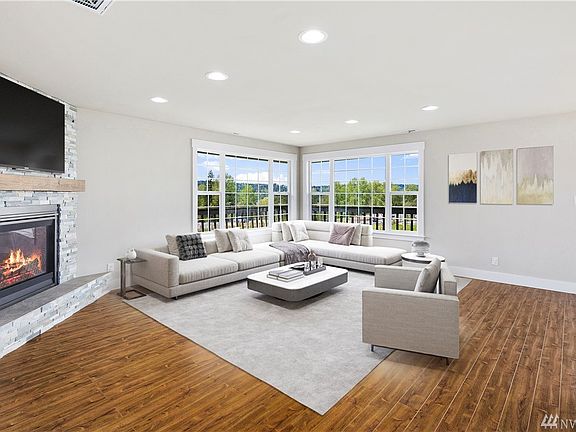 Virtually staged great room.