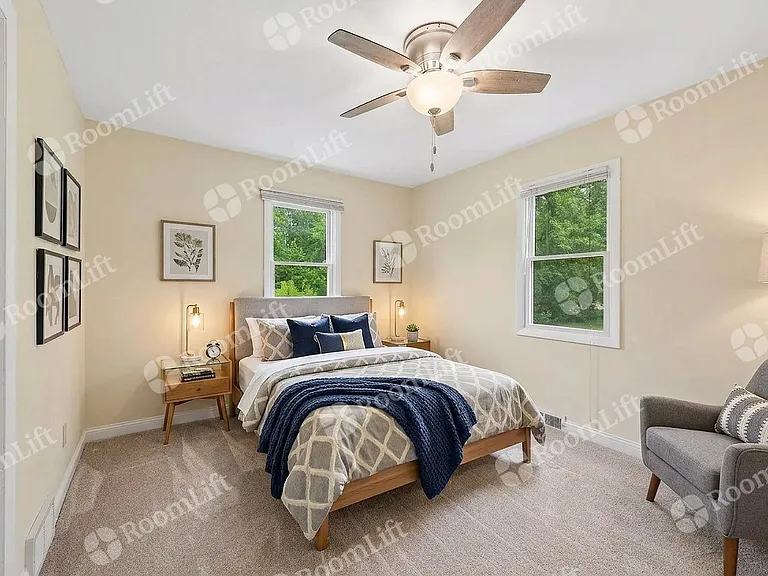 Primary bedroom (AI staged)