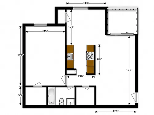 Floor plan 1 BEDROOM (1A)