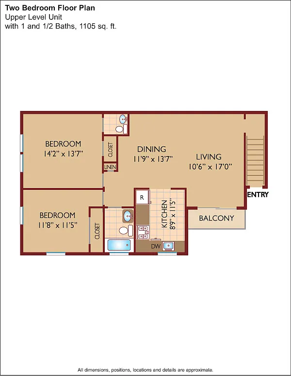 Floor plan $2.19/sq.ft. - Two Bedroom/1.5 Baths