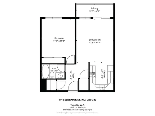 Floor plan 1145 Edgeworth Ave Unit 13 TOP FLOOR with Parking