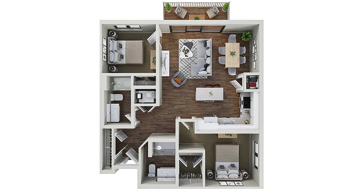 Floor plan Fern Glen - 2 Bedroom 2 Bath (B)
