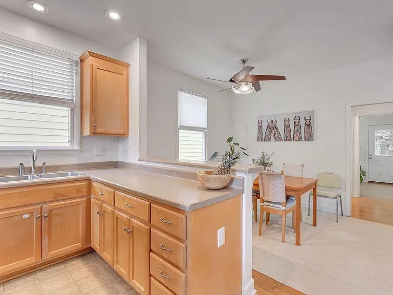 View from kitchen to dining area
