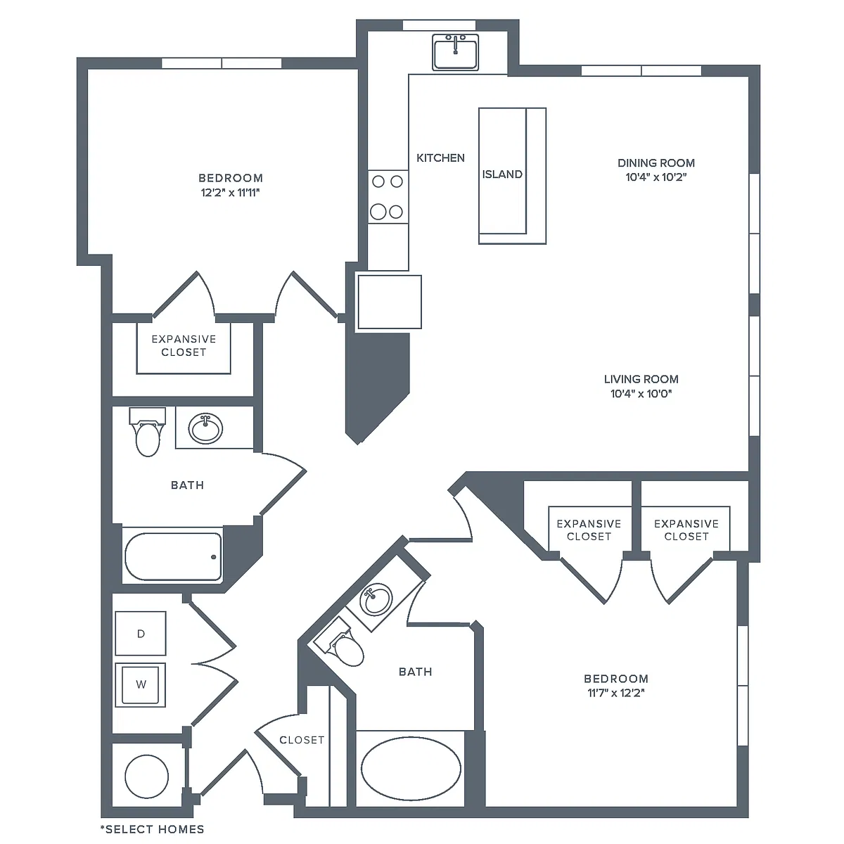 Floor plan B03R | 2 Bed | 2 Bath