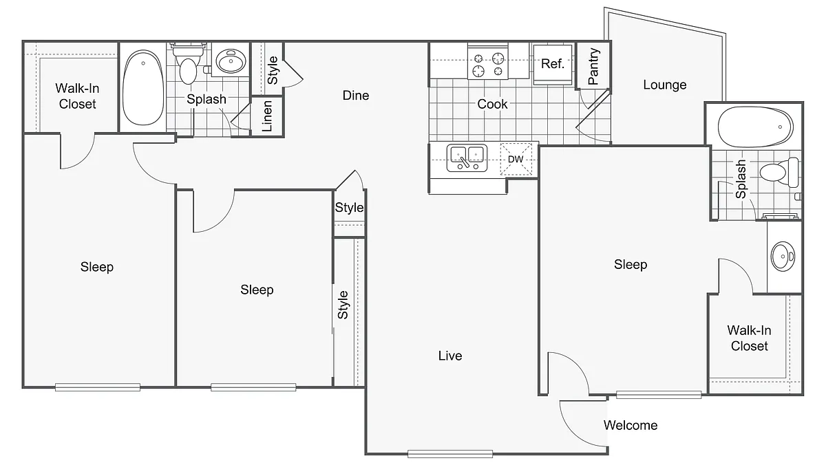 Floor plan 3 Bed 2 Bath