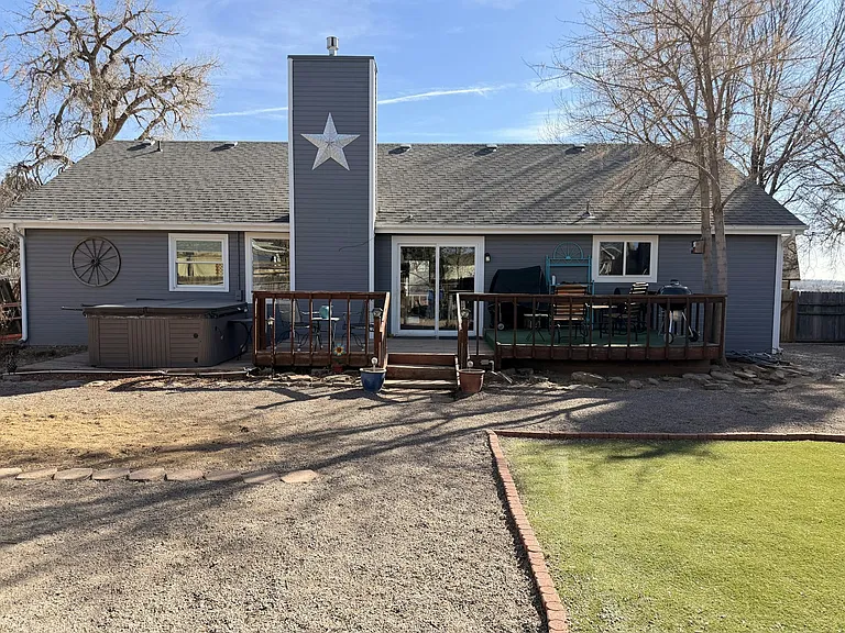 Huge back yard with turf