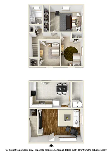 Floor plan Three Bedroom Townhome