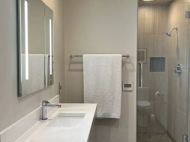 Remodeled bathroom on suite with Primary bedroom