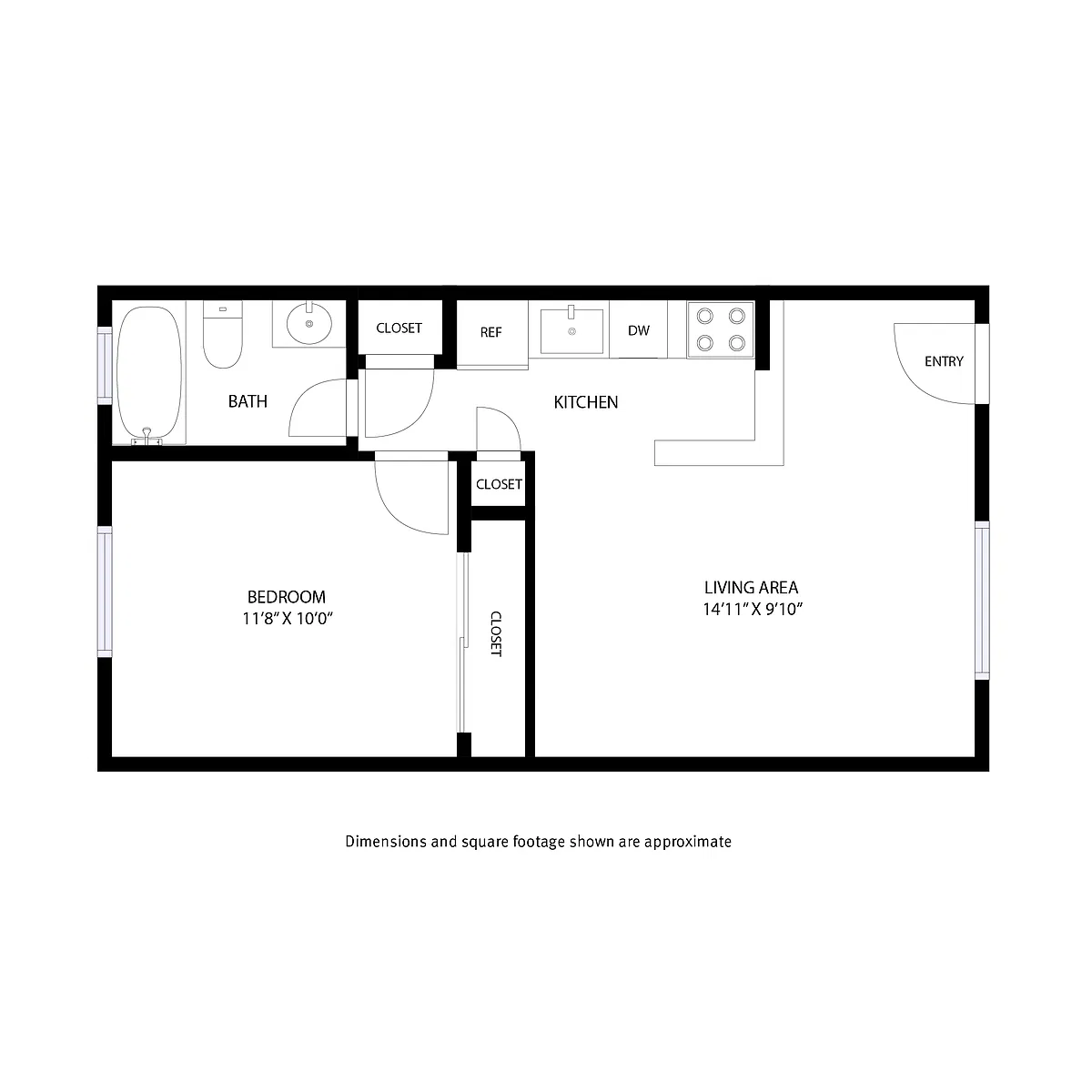 Floor plan 1 Bedroom / 1 Bath