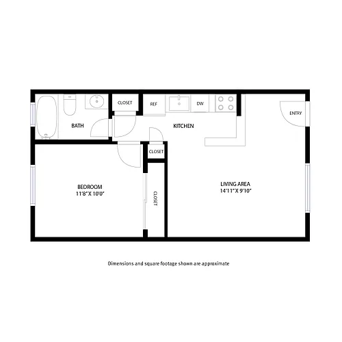 Floor plan 1 Bedroom / 1 Bath
