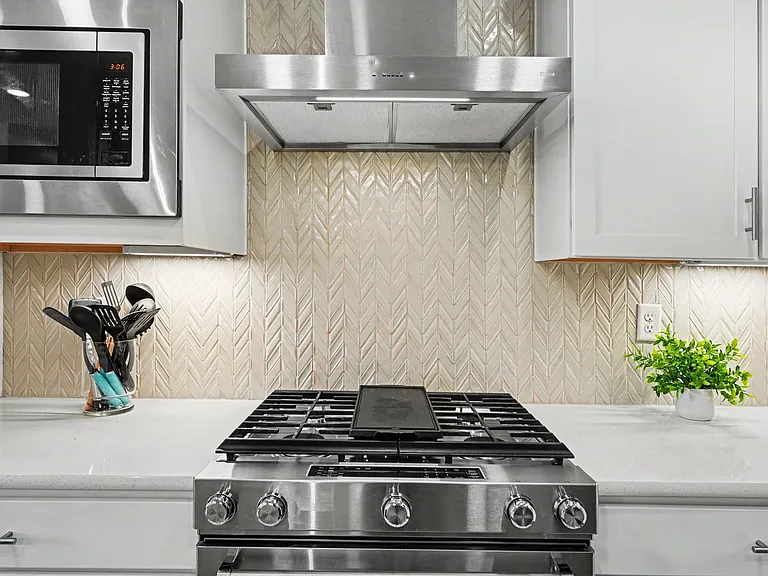Custom chevron tile backsplash