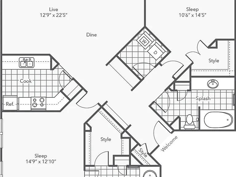 Vermillion | 2-Bedroom Floorplan Vermillion | 2-Bedroom Floorplan