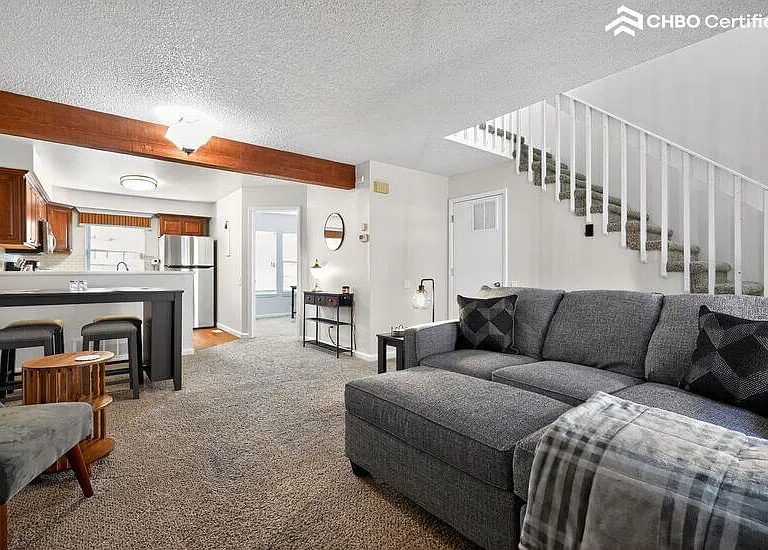 open concept living and dining area