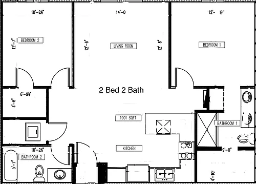 Floor plan 2 Bed 2 Bath