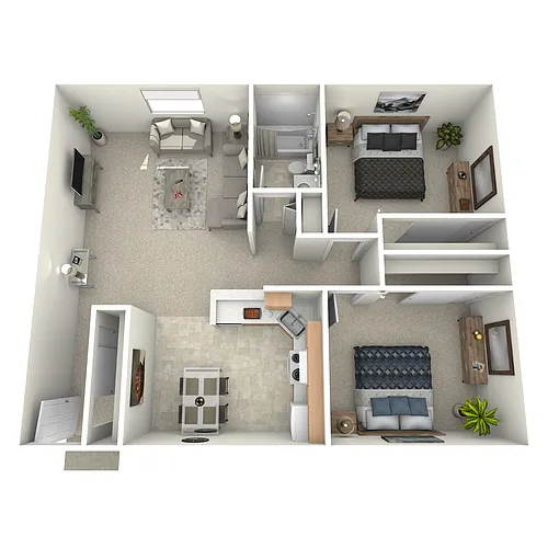 Floor plan Two Bedroom One Bath