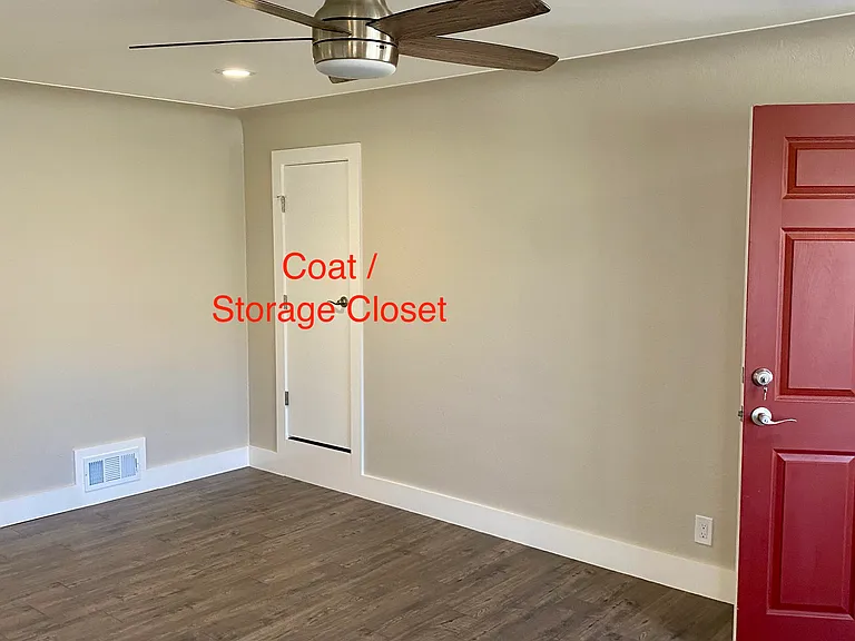 Coat and Storage Closet as noted.