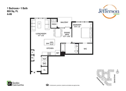 Floor plan $3.70/sq.ft. - A-06 One Bedroom
