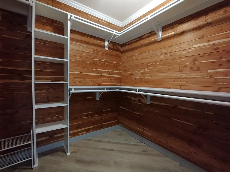 Walk-in closet #2 with cedar paneling
