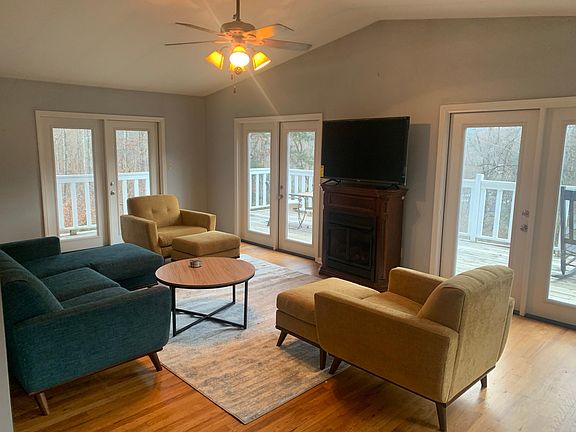 Living room with gas logs