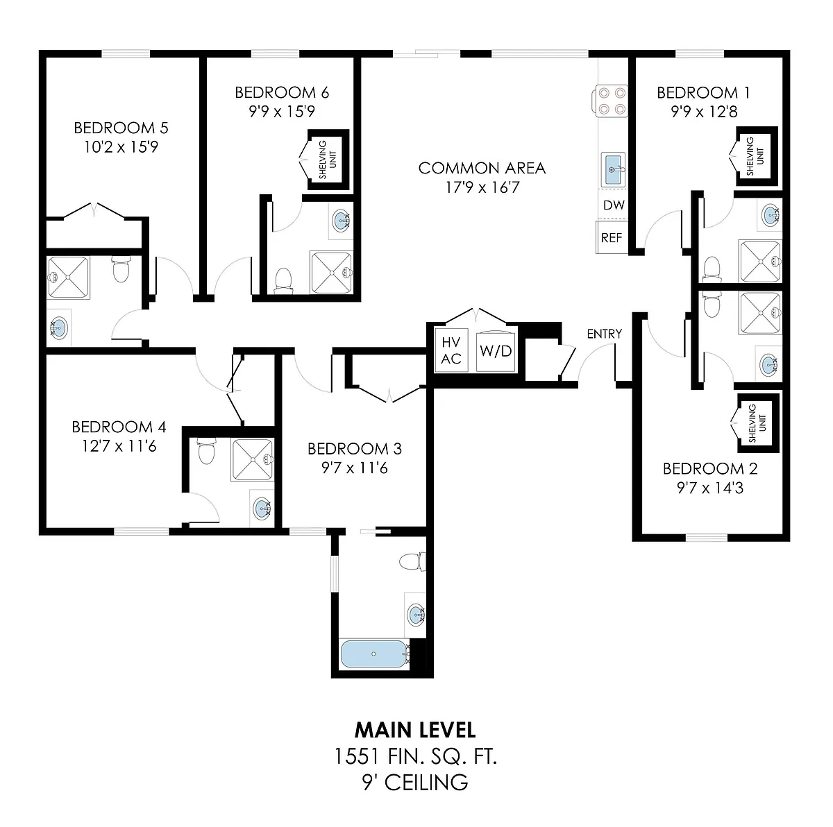 Floor plan Private Bath - 6 Person Suite