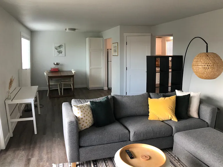 Living room and dining room
