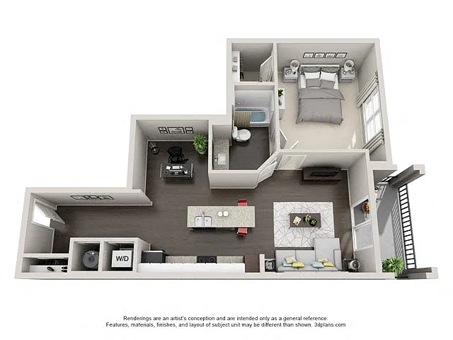 Floor plan 1 Bedroom 1 Bath A8