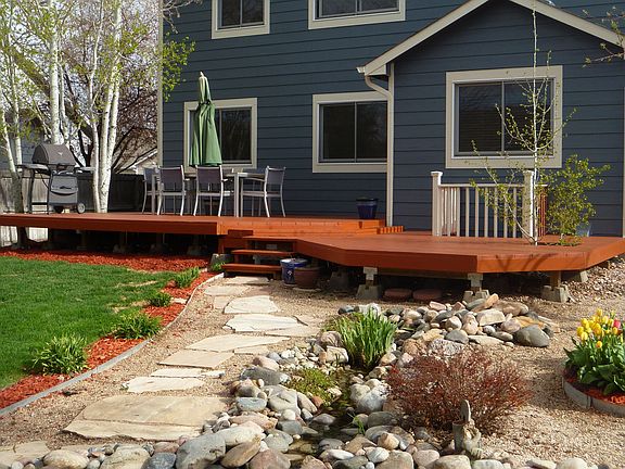 Back Yard - Koi Pond and Stream, Multi - Level Deck