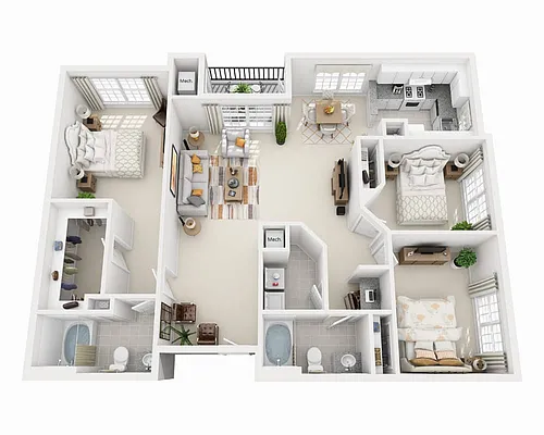 Floor plan Three Bedroom C2B