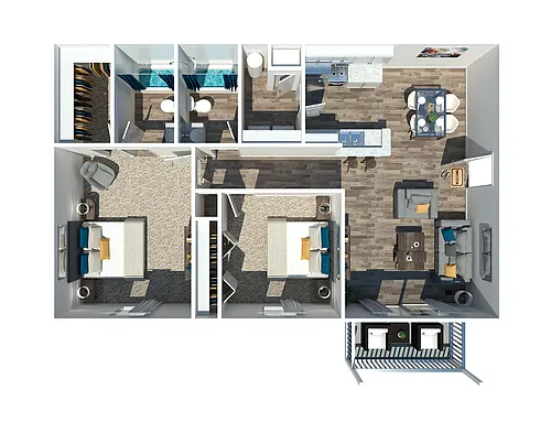 Floor plan 2 Bedroom 2 Bath