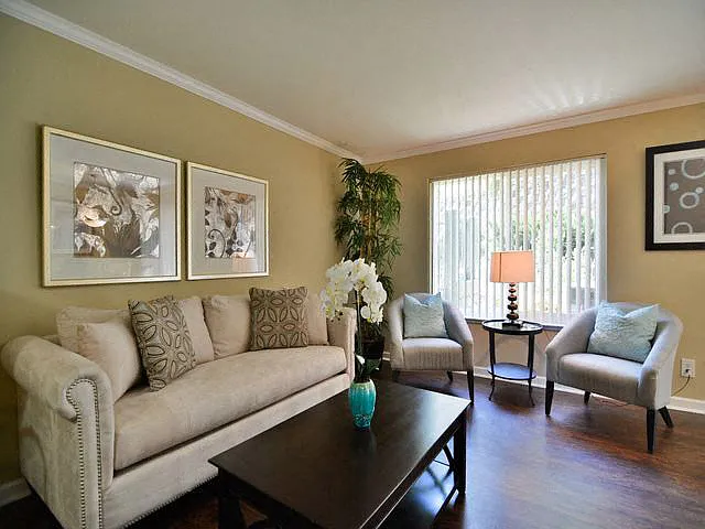 Luxurious interiors in living room with hard wooden floors at Crooked Oak at Loma Verde Preserve, 130 Cielo Lane, CA