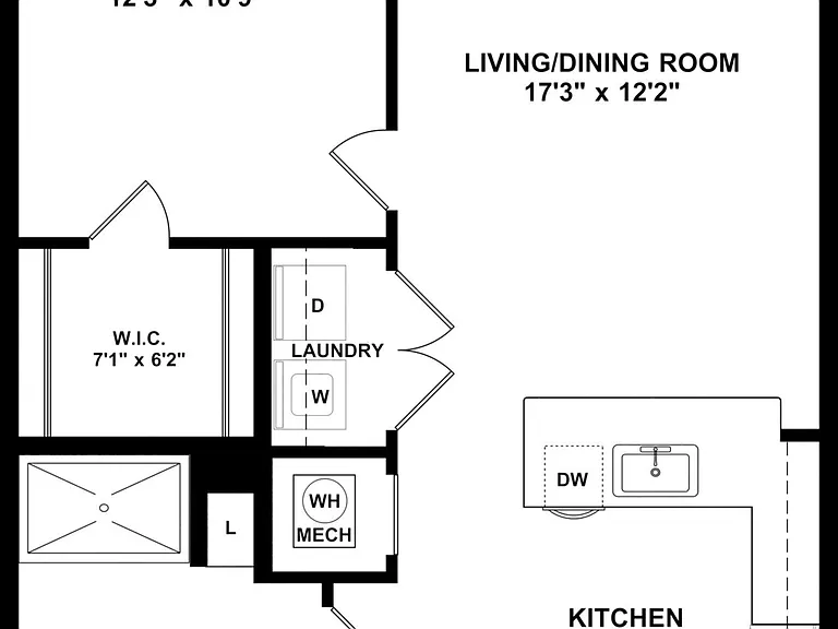 Laurel - 1 Bed, 1 Bath, 683 sq. ft.