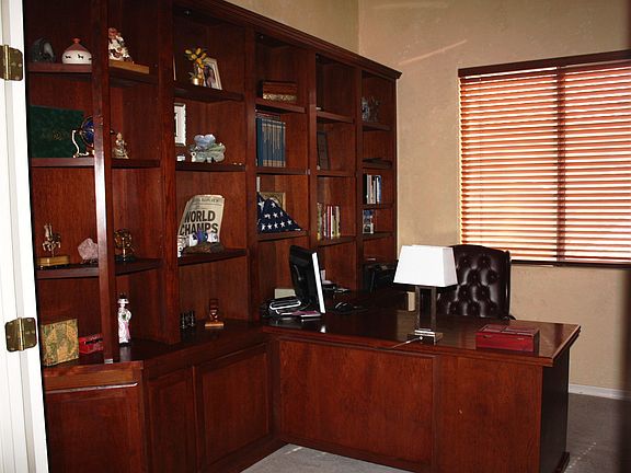 Den with builtin cherry wood
