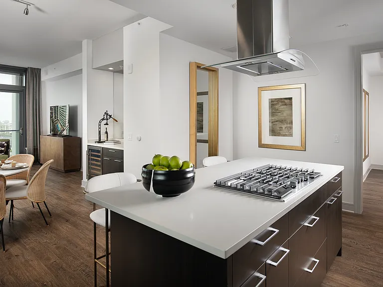 Interior Kitchen Island with City Views